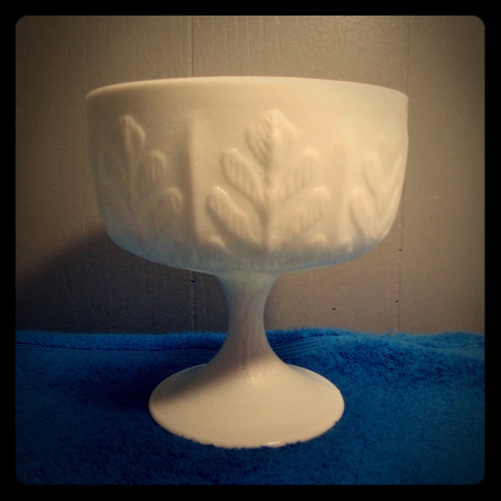 FTD milk glass dish